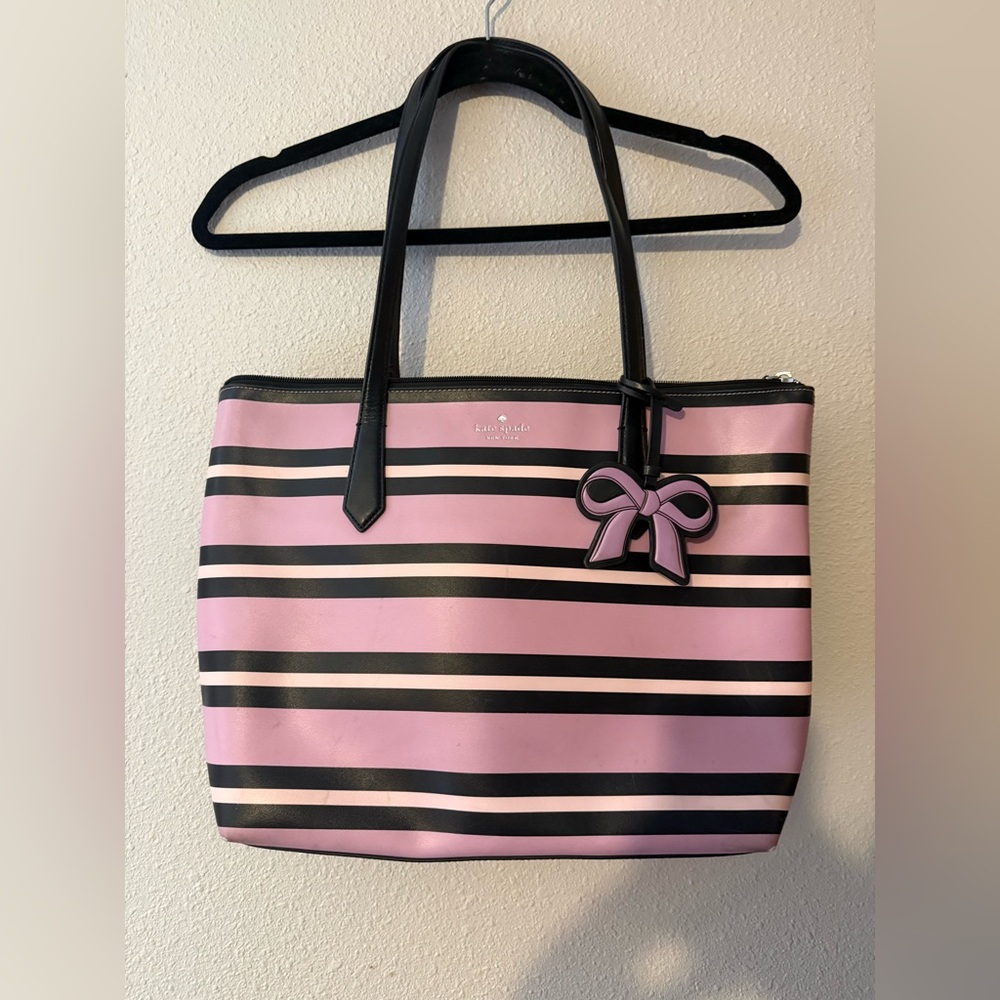 KATE SPADE NEW YORK CASSY OTTOMAN STRIPED LARGE TOTE BAG - Picture 2 of 8